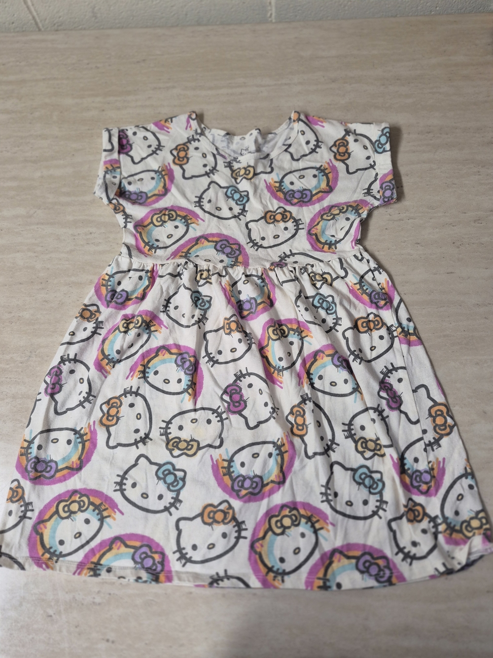 Hello Kitty White Dress with Pink Purple Blue Yellow Accents